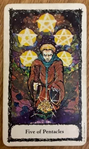 Sacred Rose Tarot - Five of Pentacles