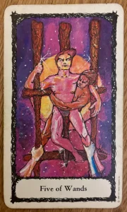 Sacred Rose Tarot - Five of Wands
