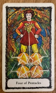 Sacred Rose Tarot - Four of Pentacles