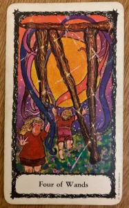 Sacred Rose Tarot - Four of Wands
