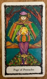 Sacred Rose Tarot - Page of Pentacles