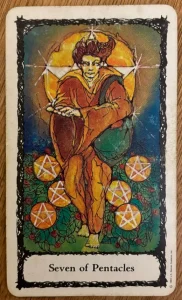 Sacred Rose Tarot - Seven of Pentacles