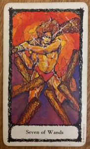 Sacred Rose Tarot - Seven of Wands