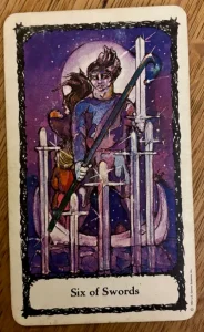 Sacred Rose Tarot - Six of Swords