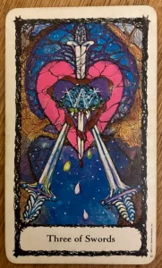 Sacred Rose Tarot - Three of Swords