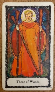 Sacred Rose Tarot- Three of Wands